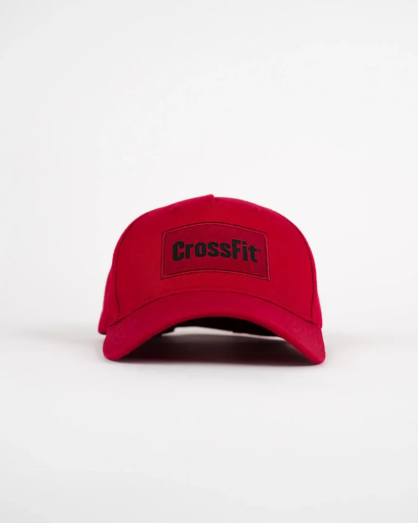 CrossFit cap in red – curved brim baseball hat with embroidered CrossFit logo, breathable cotton design for training and casual wear.