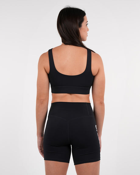 Women's CrossFit® Wide stripes Sports Bra - Black