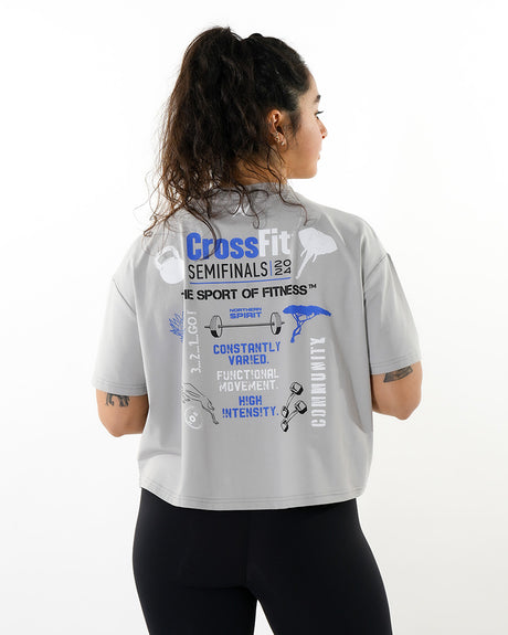 CrossFit® Baggy Top Patchwork Collector - Renegates Games Women oversized crop top White steel