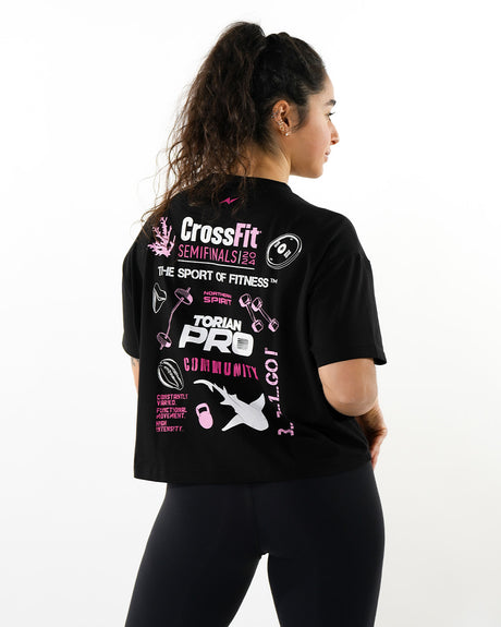 CrossFit® Baggy Top Patchwork Collector - TORIAN PRO Women oversized crop top Ink