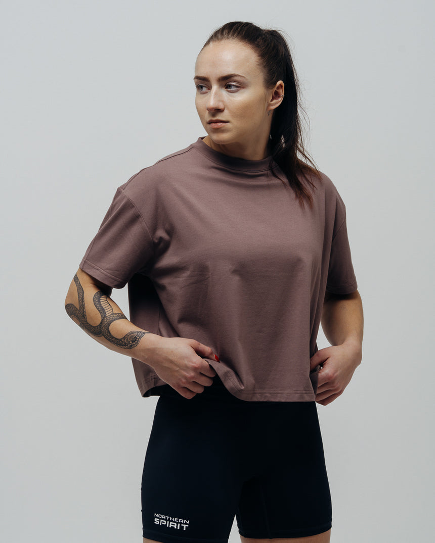 Women's Basic Oversized T-shirt - Brown