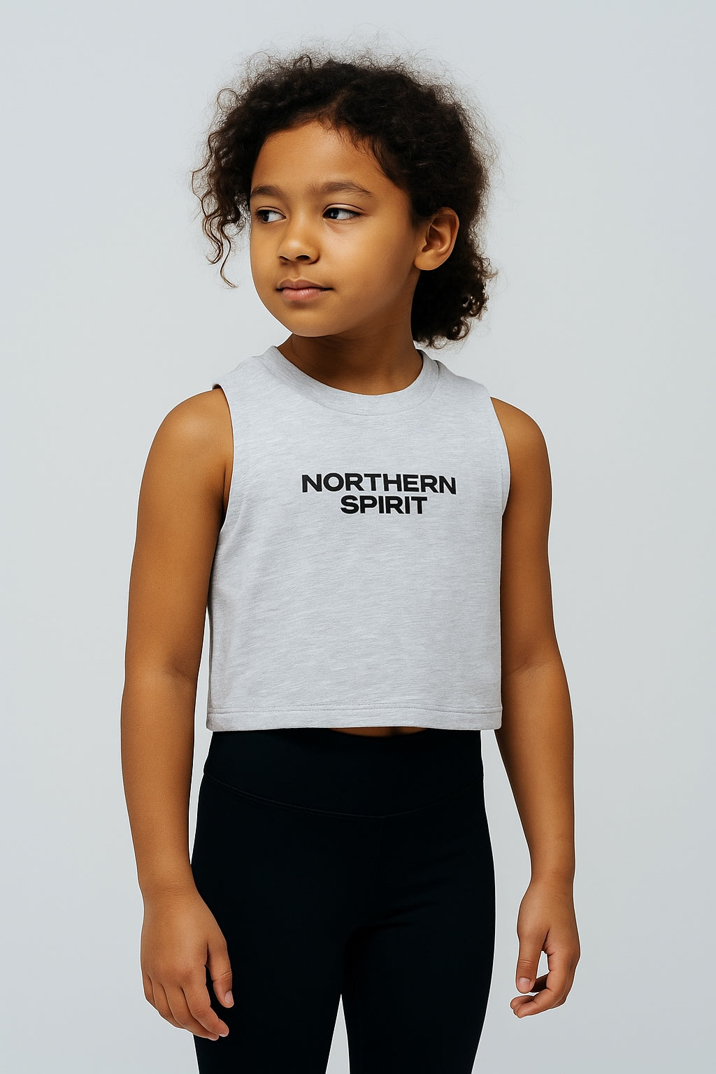 Kid's Core Crop Tank - Heather Light Cloud