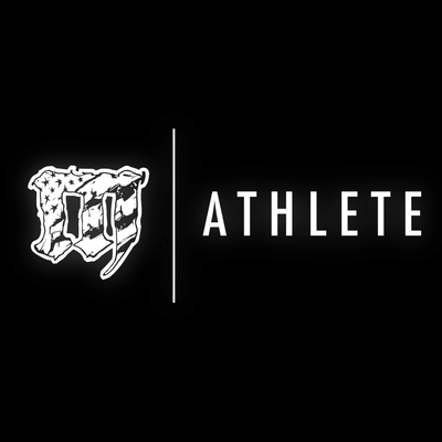 Mayhem Athlete logo — black and white emblem featuring the signature “M” with American flag design, symbol of elite CrossFit training.