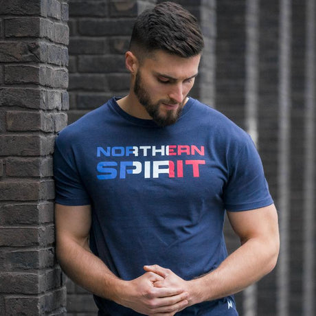 An athlete, dressed in the Northern Spirit T-shirt from the Flags collection.