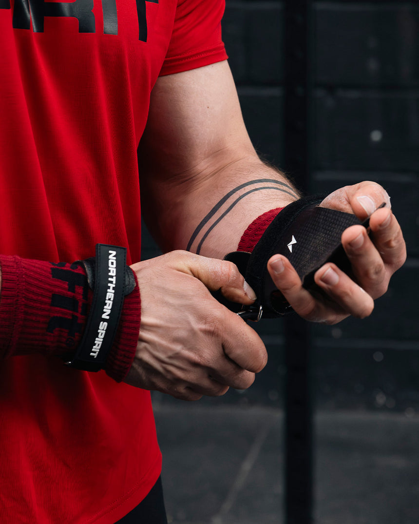 CrossFit® Performance Gym Pack - Fingerless grips, Grip tape & Wrist Band Carmine