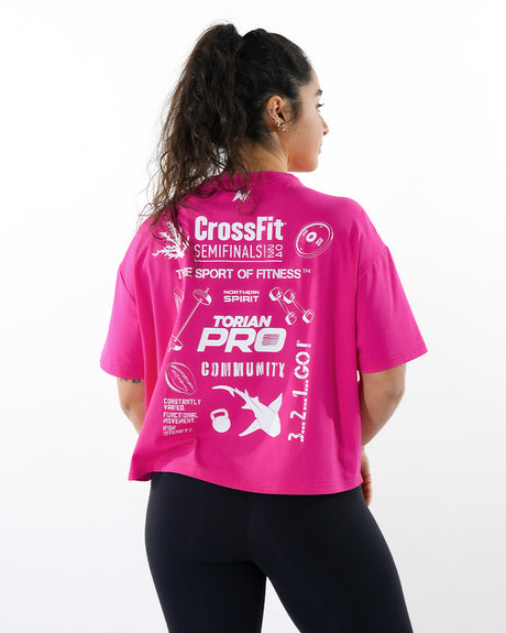 CrossFit® Baggy Top Patchwork Collector - TORIAN PRO Women oversized crop top Bubble Gum