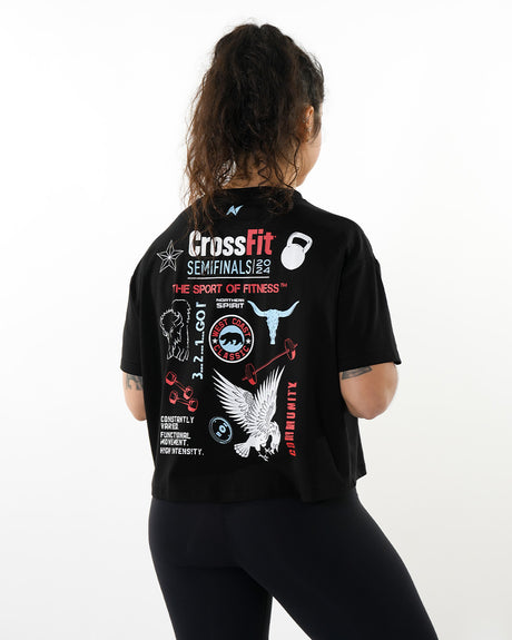 CrossFit® Baggy Top Patchwork Collector - WEST COAST CLASSIC  Women oversized crop top ink