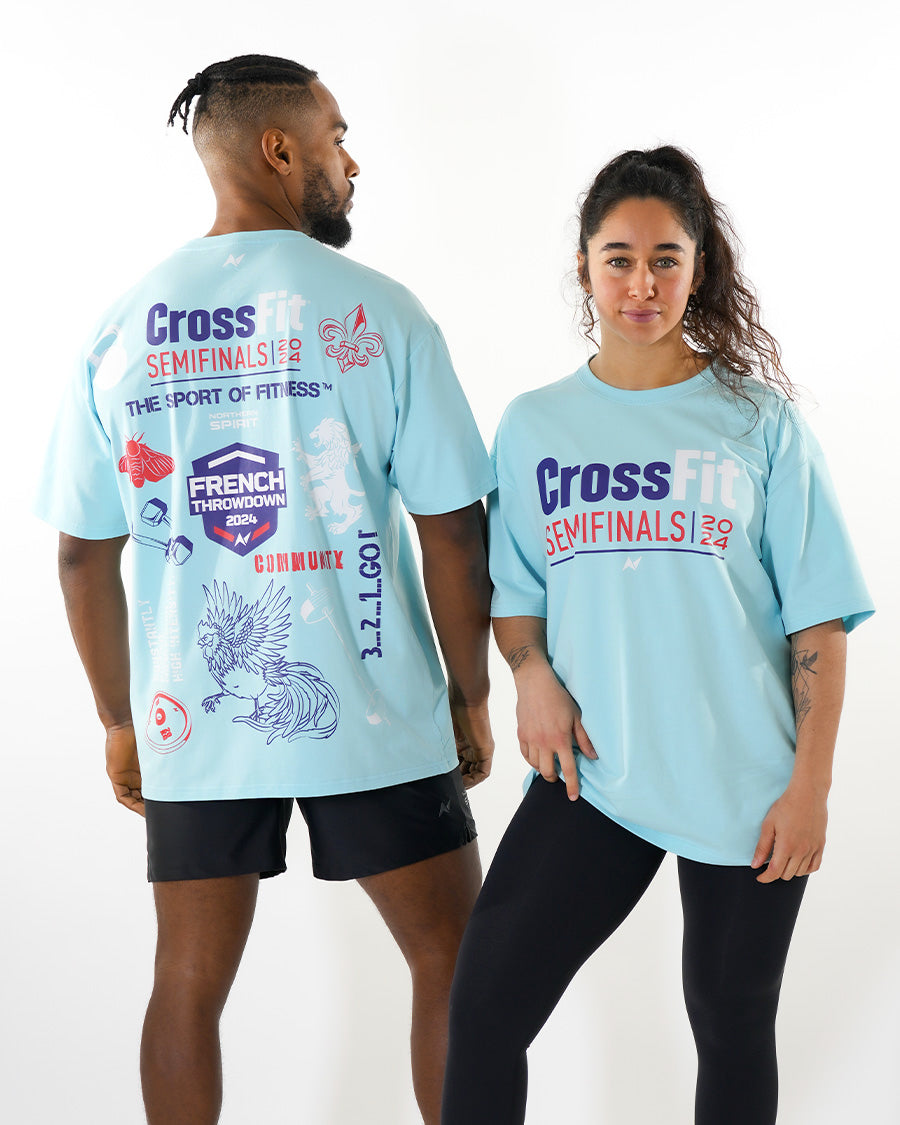 CrossFit® Smurf Patchwork - FRENCH THROWDOWN Unisex oversized T-shirt