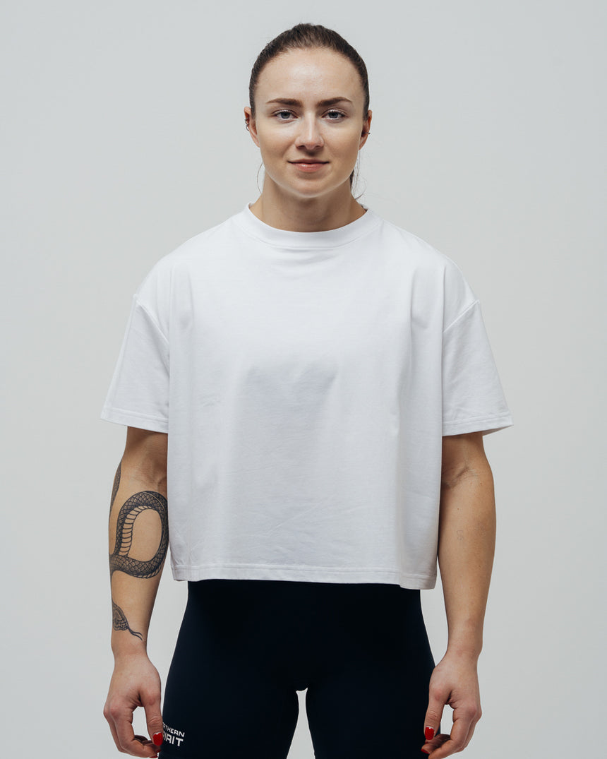 Women's Basic Oversized Crop Top - White