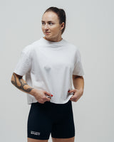 Women's Basic Oversized Crop Top - White