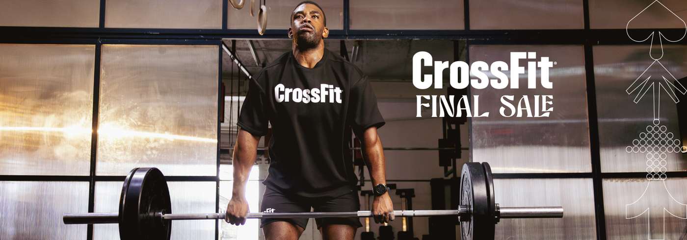 Person lifting weights with CrossFit branding and 'Final Sale' text in the background