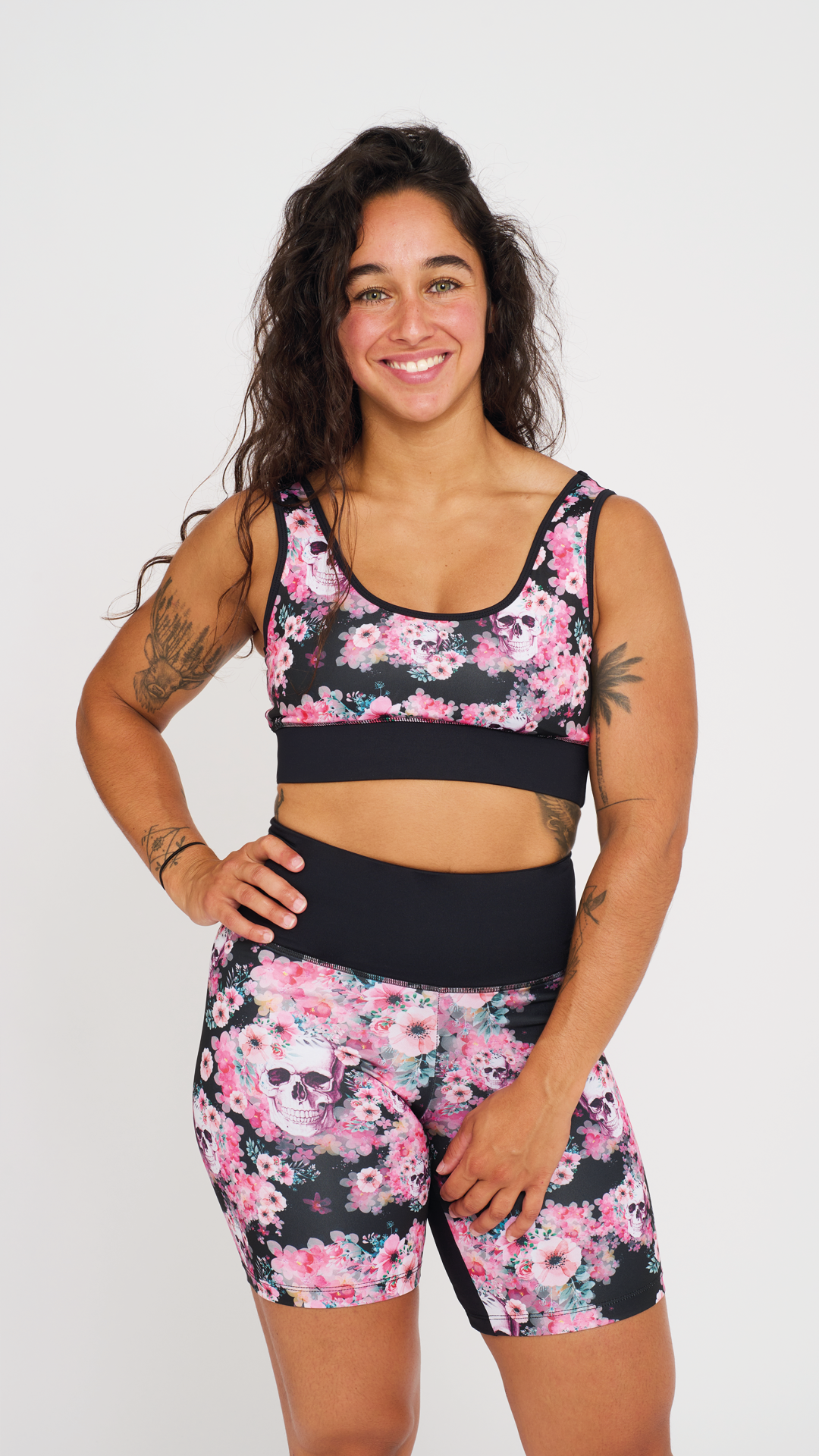 Floral Sports Bra and Shorts Set