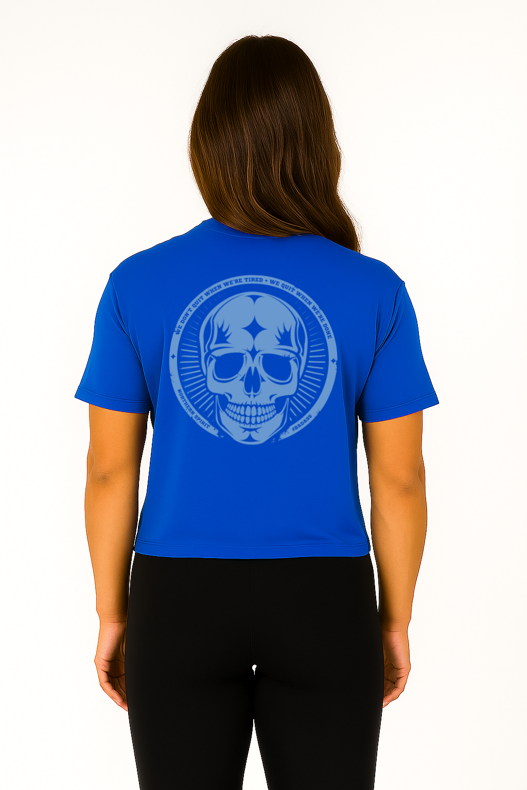 ERL23ss SKULL PRINT CROPPED T−SHIRT Women's Skull Oversized Crop Top Fareast Sky| Northern Spirit