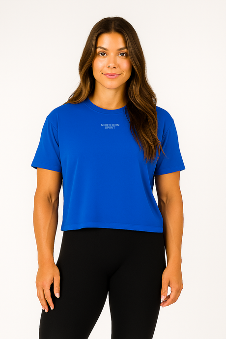 Women's Skull Oversized Crop Top - Blue