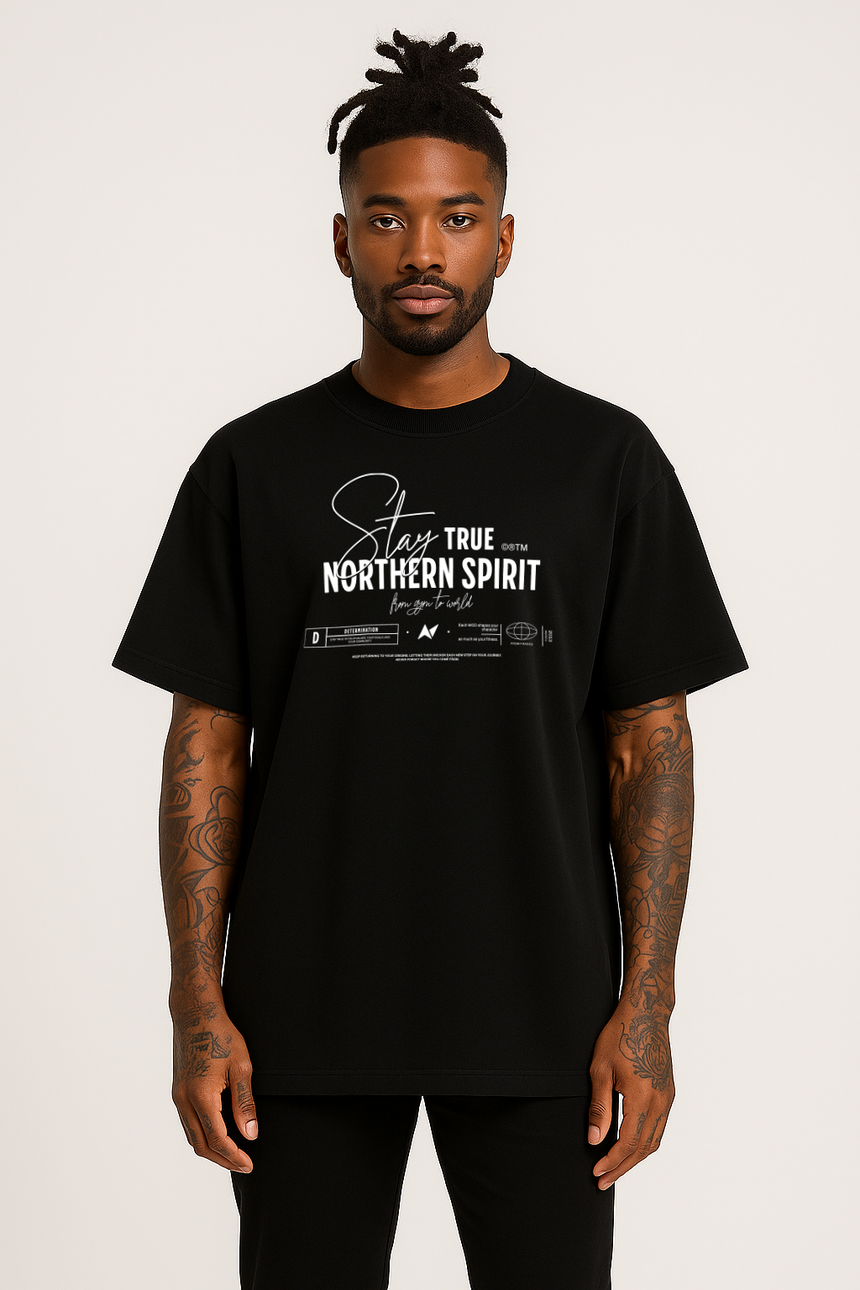 Unisex Stay True Oversized T-shirt - Black