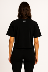 Women's Stay True Oversized Crop Top - Black