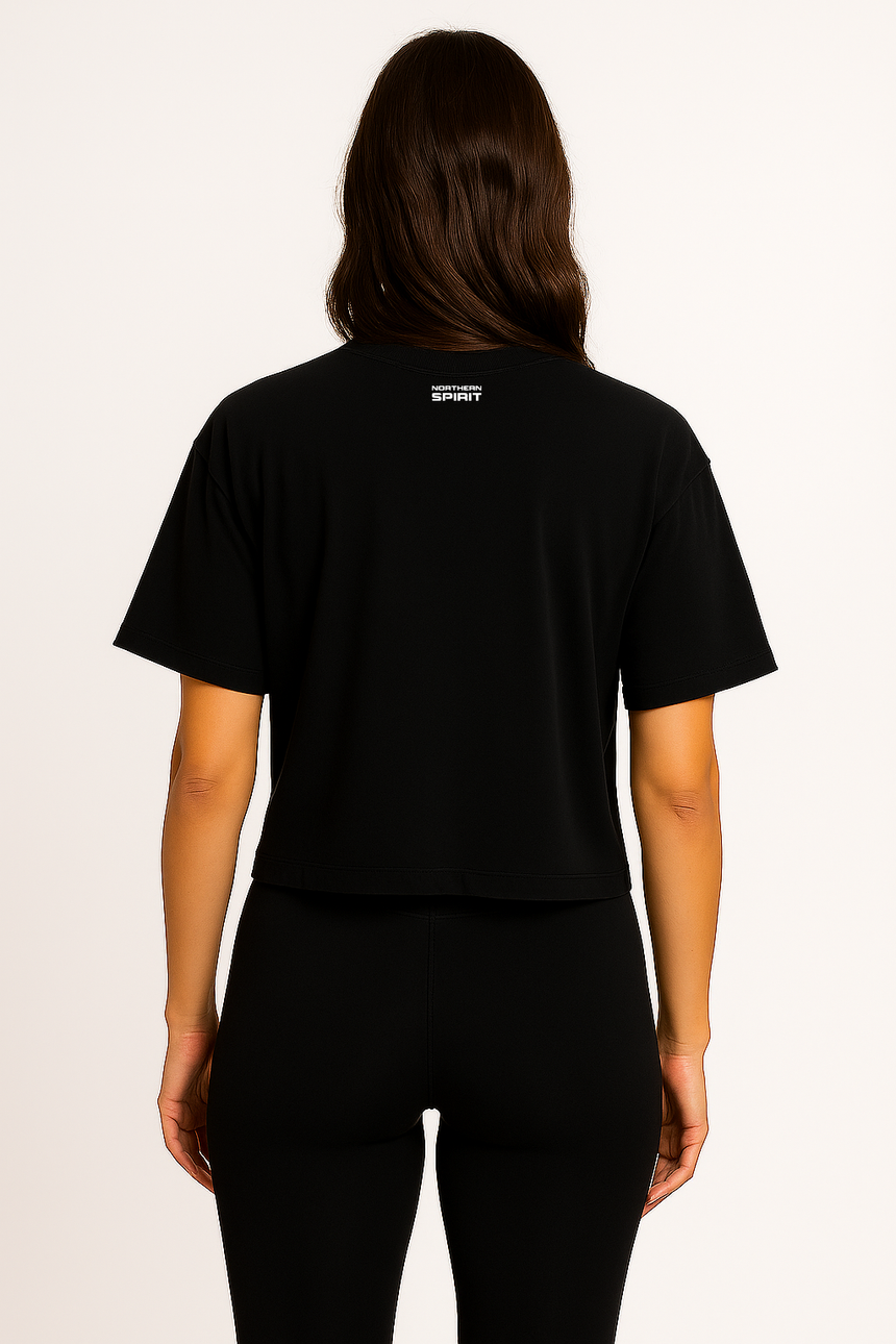 Women's Stay True Oversized Crop Top - Black