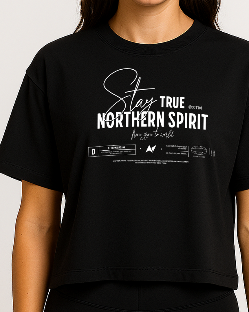 Women's Stay True Oversized Crop Top - Black